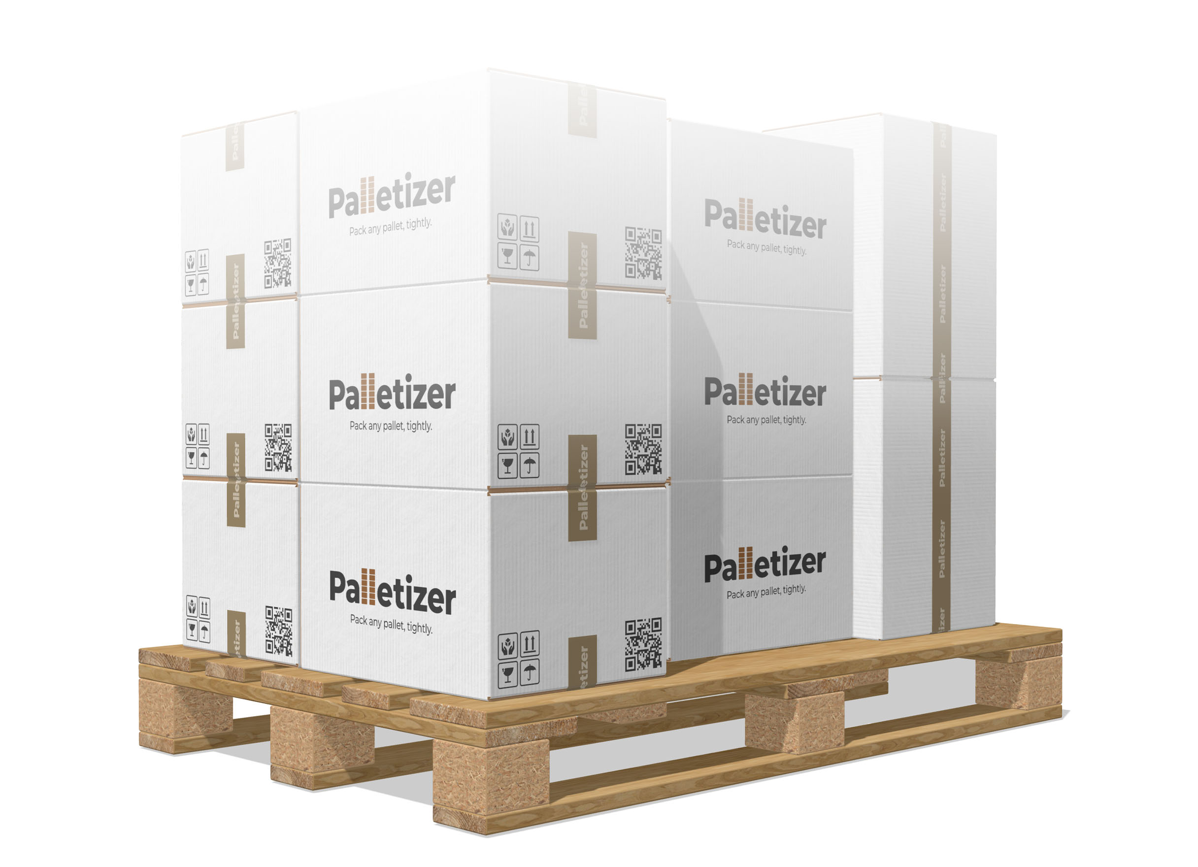 Closeup of a folded carton with tape on the pallet